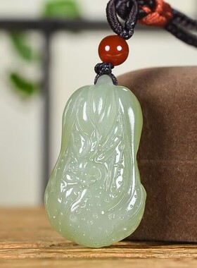 玉阅珠宝和田玉白菜吊坠复古风