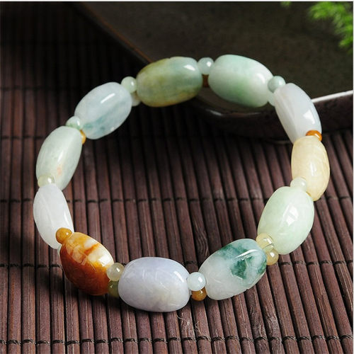 飘花翡翠龟壳串珠玉器男女款手链