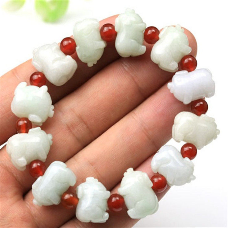 缅甸老坑翡翠发财猪手链冰种手串女款手链发特价