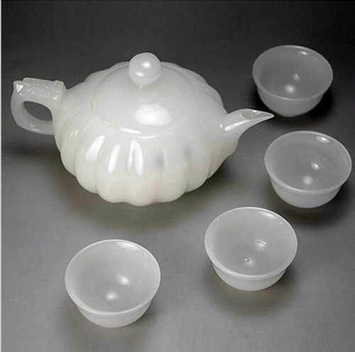 阿富汗玉白玉茶具摆件新居饰品送礼佳品茶壶摆件送礼佳品