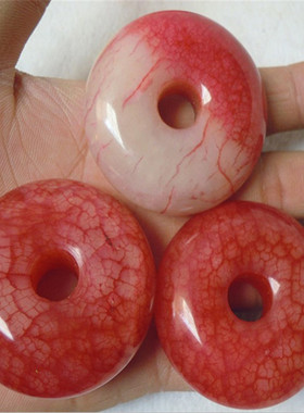 平安扣吊坠鸡血石古玩桃花玉