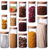 透明玻璃密封储物罐杂粮调料收纳罐奶粉糖果储藏样品展示瓶罐大小