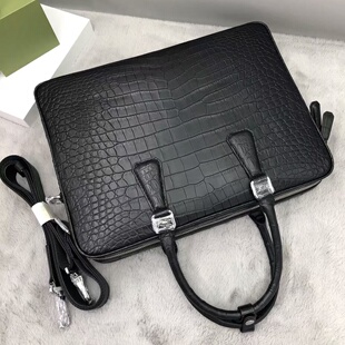 稀有皮真鳄鱼皮男包黑色男式 公文包 商务手提包高档真皮简约时尚