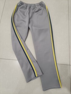 春秋新款中高小学生校服裤灰色黄条墨绿条中性款南韩丝运动校裤子
