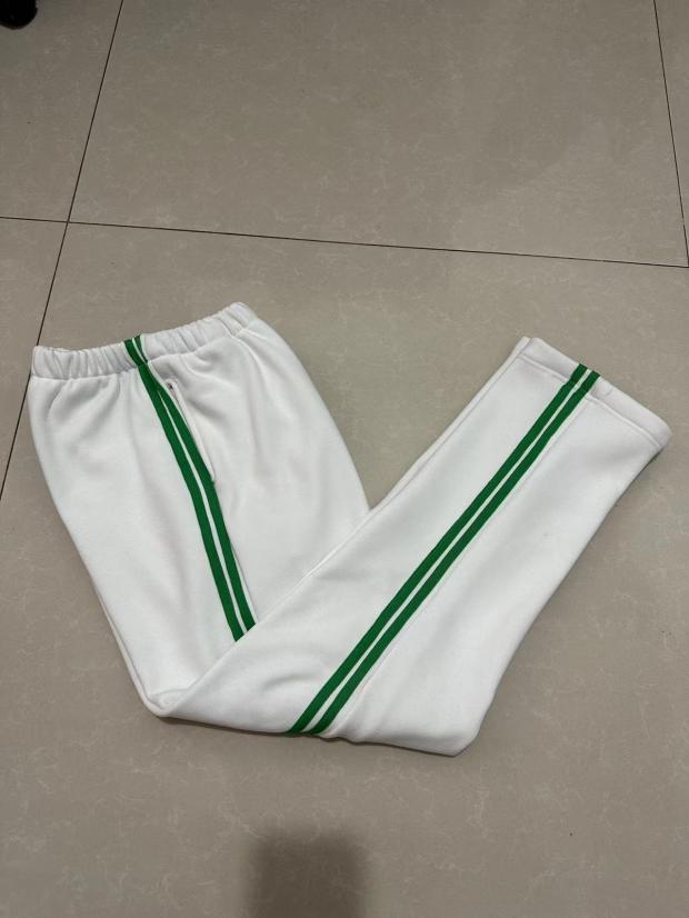 定做春夏秋季纯棉中小学生白色二道绿色杠同款校服裤子长裤运动裤