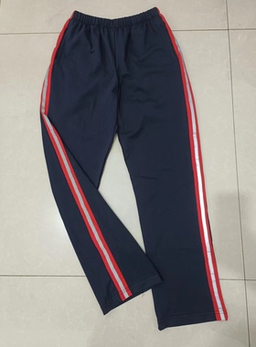 中高小学生子藏蓝色大红宽杠上面一根反光条休闲纯棉宽松版校裤可