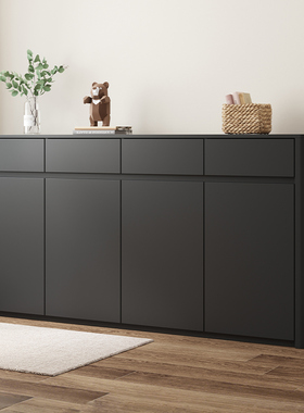 实木鞋柜家用门口一体靠墙入户楼道黑色新款客厅阳台储物收纳柜子