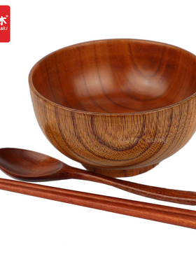 传统手工艺整木实木木碗大号隔烫儿童碗木饭碗面碗料理餐具套装
