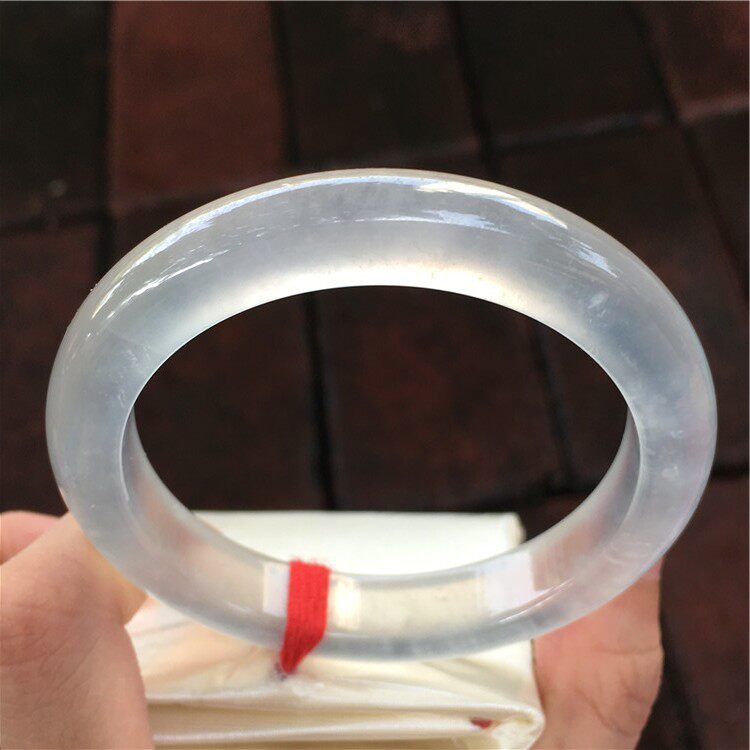 0809-01 老坑天然A货玻璃种荧光正圈翡翠手镯 缅甸翡翠玉镯手镯
