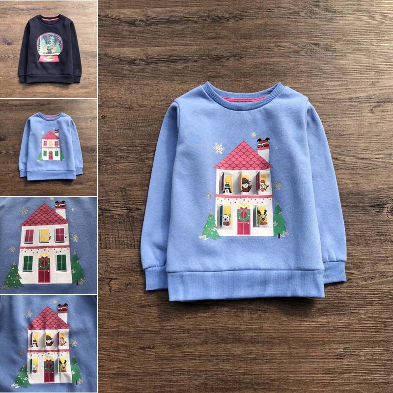 出口英国P家女童薄绒圣诞卫衣