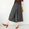 Retro literature Cotton and hemp Wide leg pants Culotte summer Pant child Elastic waist Easy Flax Wide leg Casual pants