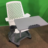 员工培训椅 带轮带桌板学生椅桌椅一体新闻椅 带写字板会议室椅子