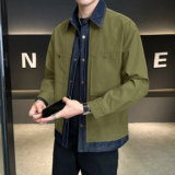 牛仔拼接假两件翻领夹克外套男潮牌设计感百搭JK2290-P110，男装工装外套，电商D236-1（原A051-1）