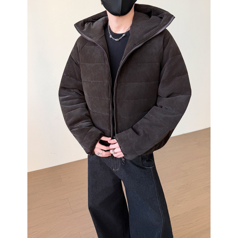 PU皮排骨羽绒服男女情侣连帽保暖外套YR822-P,男装羽绒服,电商D236-1（原A051-1）