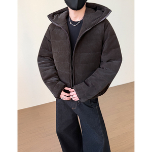 PU皮排骨羽绒服男女情侣连帽保暖外套YR822-P图片