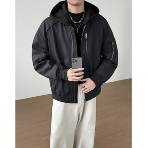 可脱卸帽PU皮羽绒服男装加厚棒球领外套YR803-P260图片