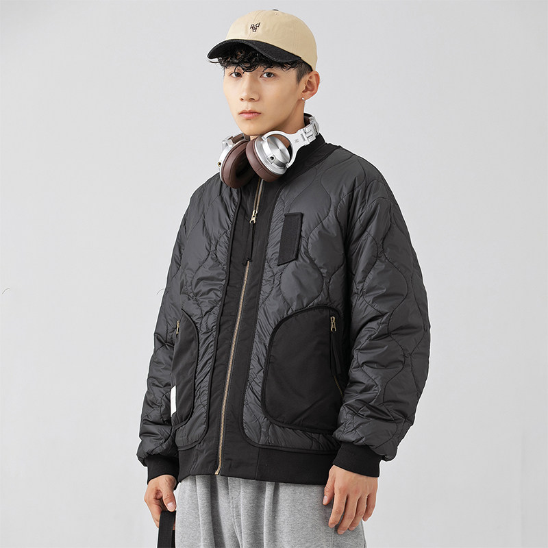 美式棒球领棉服男装二棉加厚夹克外套22067-P135,男装夹克,电商D236-1（原A051-1）