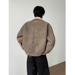 皮毛一体棉服麂皮绒羊羔绒夹克男装冬季外套MY237-185图片