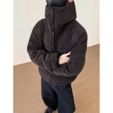 PU皮排骨羽绒服男女情侣连帽保暖外套YR822-P，男装羽绒服，电商D236-1（原A051-1）