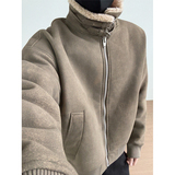 皮毛一体棉服麂皮绒羊羔绒夹克男装冬季外套MY237-185，男装夹克，电商D236-1（原A051-1）