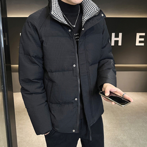 大码千鸟格羽绒服男装玉米格冬装外套YR077-P180图片