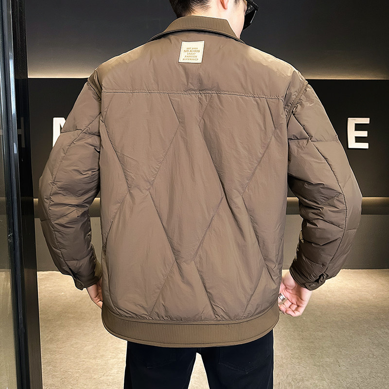 轻薄翻领假两件羽绒服男士短款休闲鸭绒外套YR785-p185,男装羽绒服,电商D236-1（原A051-1）