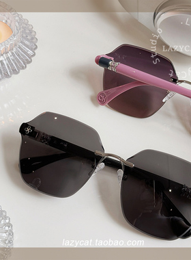 无框方形墨镜女带钻大框街拍尼龙