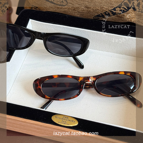 欧美复古猫眼墨镜女椭圆小框