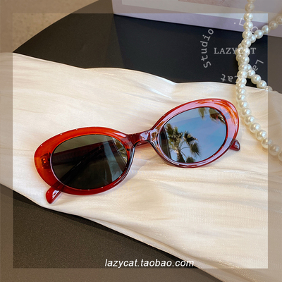 红色复古猫眼UV400太阳镜