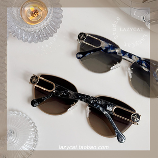 60mm猫眼偏光墨镜女大框尼龙显脸小遮阳潮可配度数太阳眼镜框男