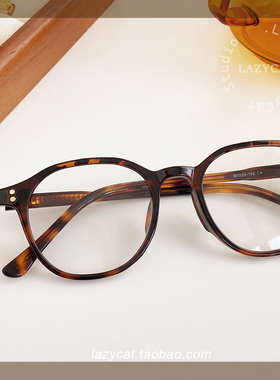 50mm复古玳瑁黑色可配近视TR90眼镜框女高级感素颜方圆脸眼镜架男