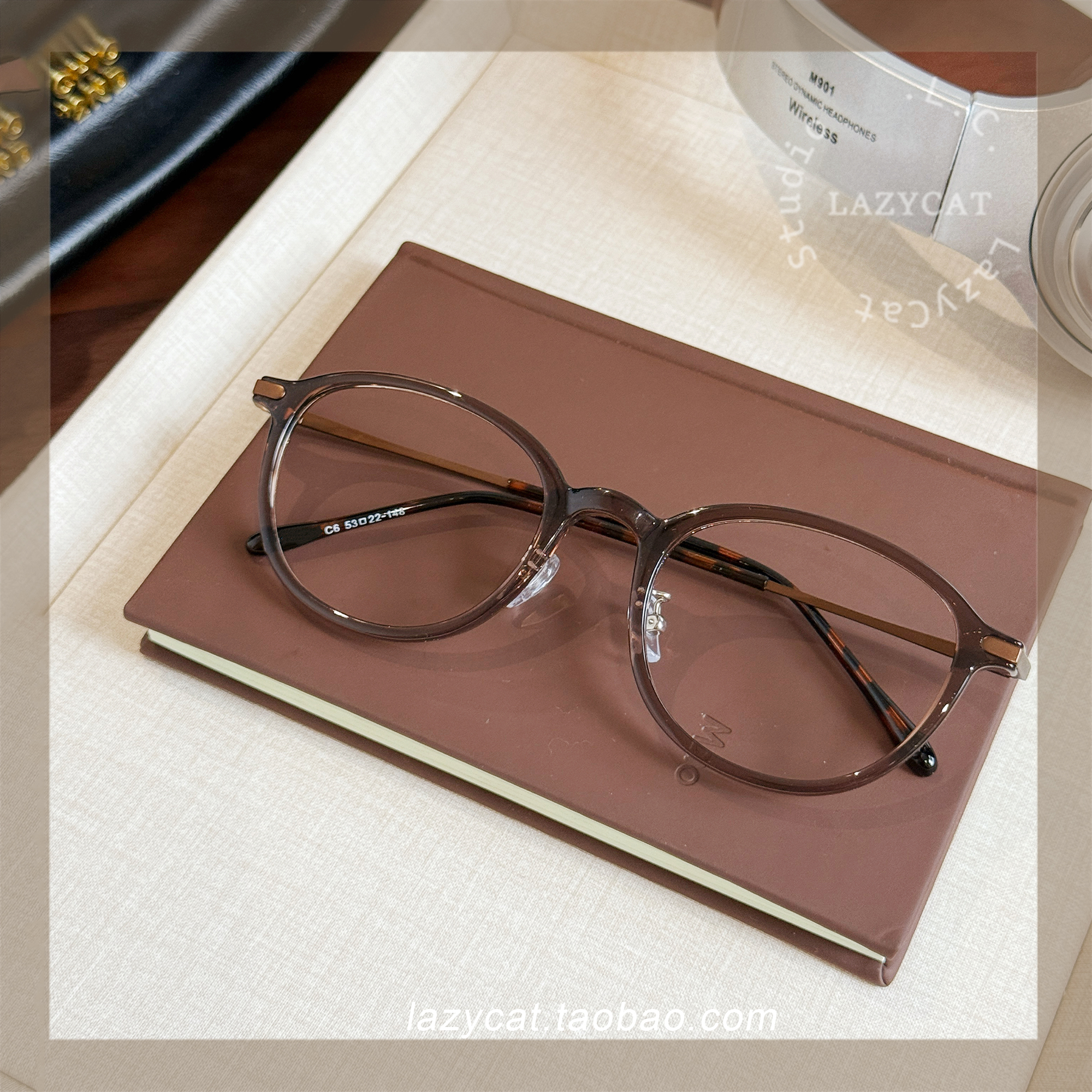 韩系椭圆眼镜框女复古显小脸素颜