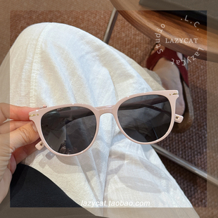 55mm皮浅粉色墨镜女款 高级感防紫外线方圆脸偏光太阳眼镜 2025新款