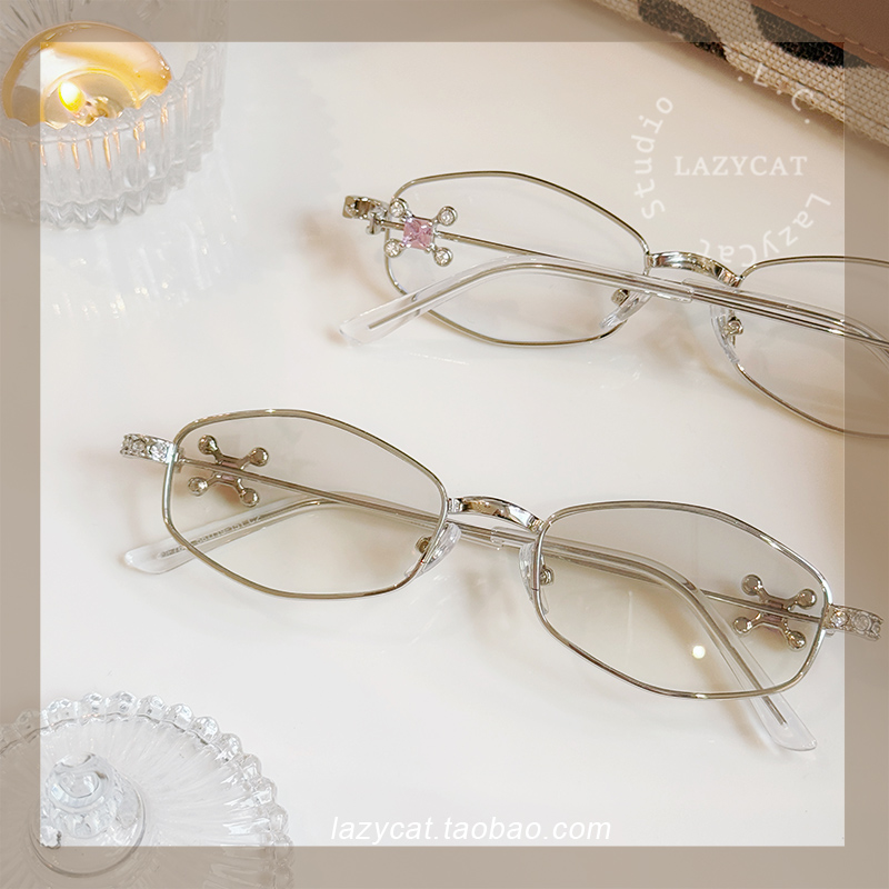 镶钻多变形眼镜小框女可配度数