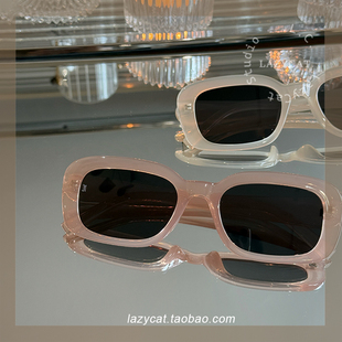 53mm韩式方形太阳眼镜偏光女果冻粉复古防紫外线墨镜显脸小男遮光