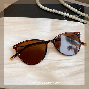11g超轻猫眼焦糖茶色偏光墨镜女韩版UV400防紫外线显瘦辣妹太阳镜