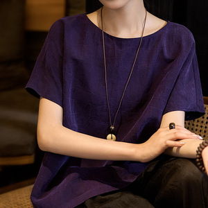 琉璃紫非遗香云纱一衣两穿龟裂纹真丝上衣女装2026夏季新款桑蚕丝