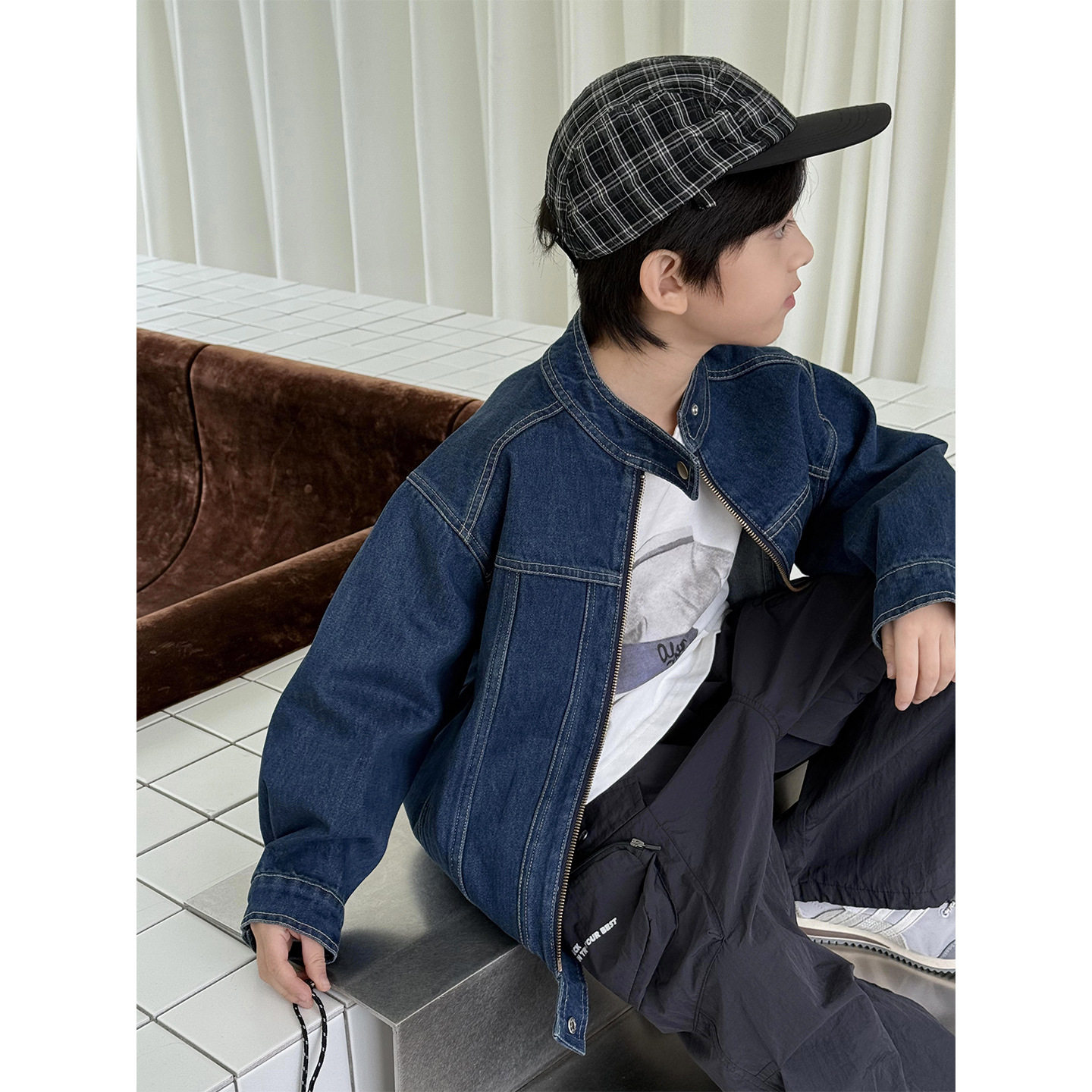 新款男童女童2026春秋季宽松休闲风长袖韩版简约复古水洗牛仔外套
