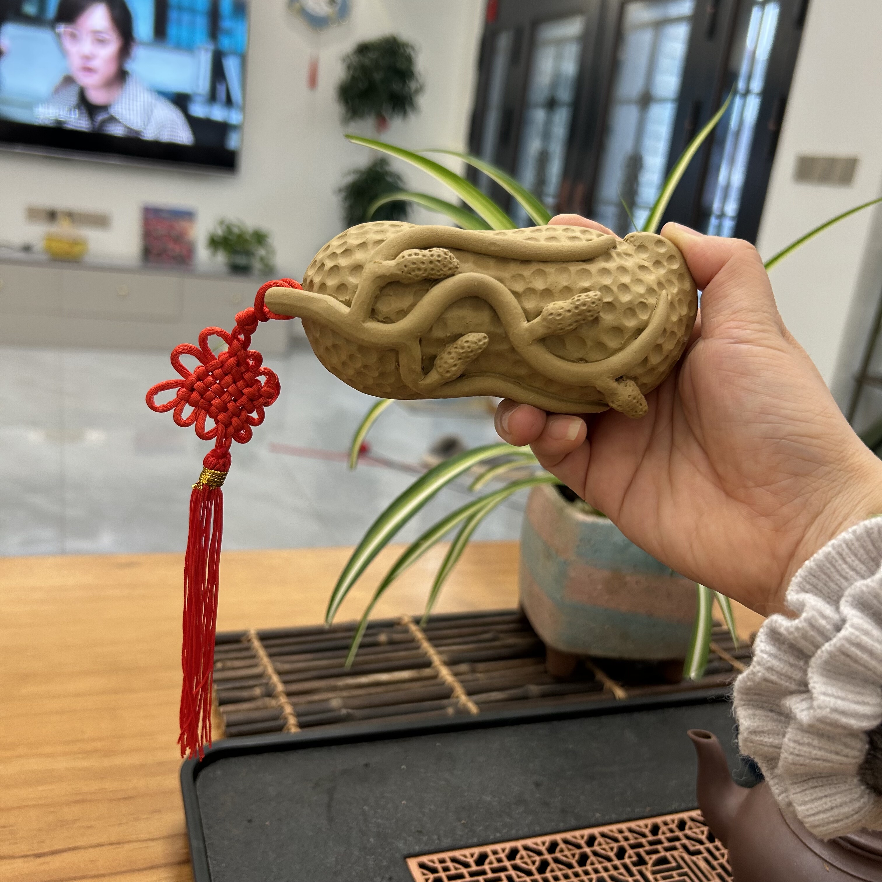 原矿段泥紫砂茶宠逼真花生多子多福茶台摆件把玩茶宠