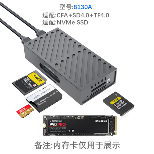 迈和伦CFA/B+SD4.0+TF3合1高速读卡器USB 3.2 Type-C CFexpress-A