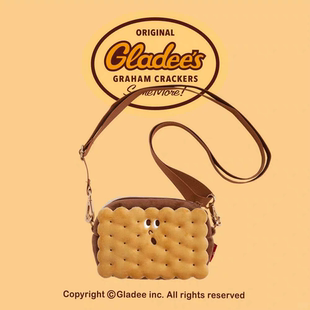 GLADEE'more厚厚厚夹心饼干小方包毛绒相机斜挎包幽默设计礼物