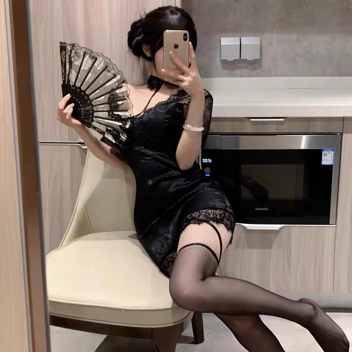 雾漫玫瑰qq内衣性感蕾丝旗袍女