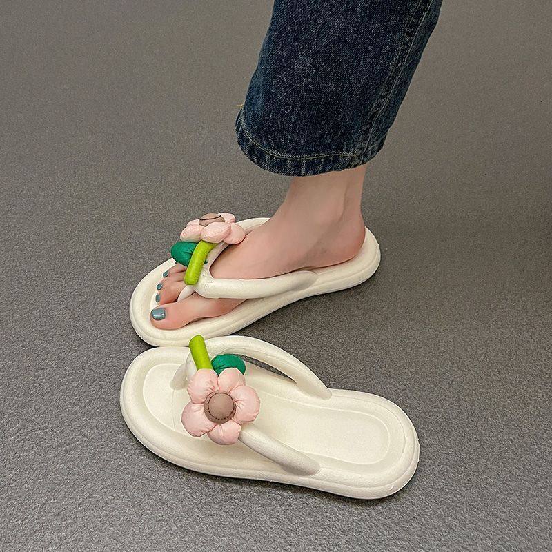 踩屎感软底可爱花朵人字拖女夏季外穿2025年新款可湿水沙滩凉拖鞋,女鞋,人字拖,淘宝优惠券,粉丝福利购,淘宝优惠卷