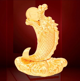 李居明2026年吉祥物龙马精神龙鱼鳌鱼鲤鱼化龙鲤鱼跃龙门摆件