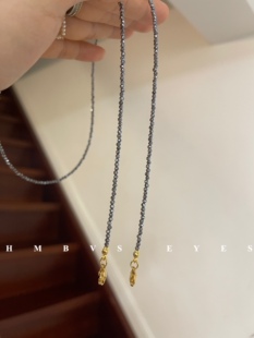 原创眼镜也要个性blingbling天然银灰色太赫兹石眼镜链耳机链挂链