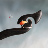 青尘记 前程似锦 锦鲤好运古风发簪黑檀木实木簪子盘发古典中国