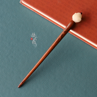 簪之韵【静心浮平】菩提玉兰发簪子实木发饰朱砂禅意檀木古典国风