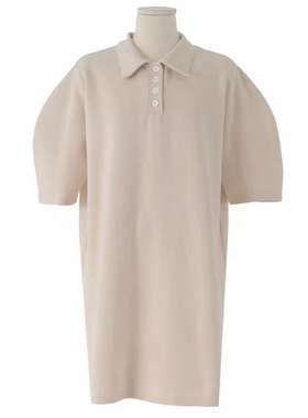 X.TIVE韩国进口Polo领连衣裙宽松显瘦短袖休闲学院风中长裙百搭女