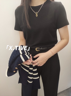 X.TIVE | 秋冬系列T恤韩版修身华夫纹理纯色圆领时髦气质上衣女