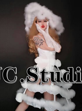 白色圣诞节酒吧GOGO演出服装毛球流苏帽性格套装ds舞队领舞服裙子